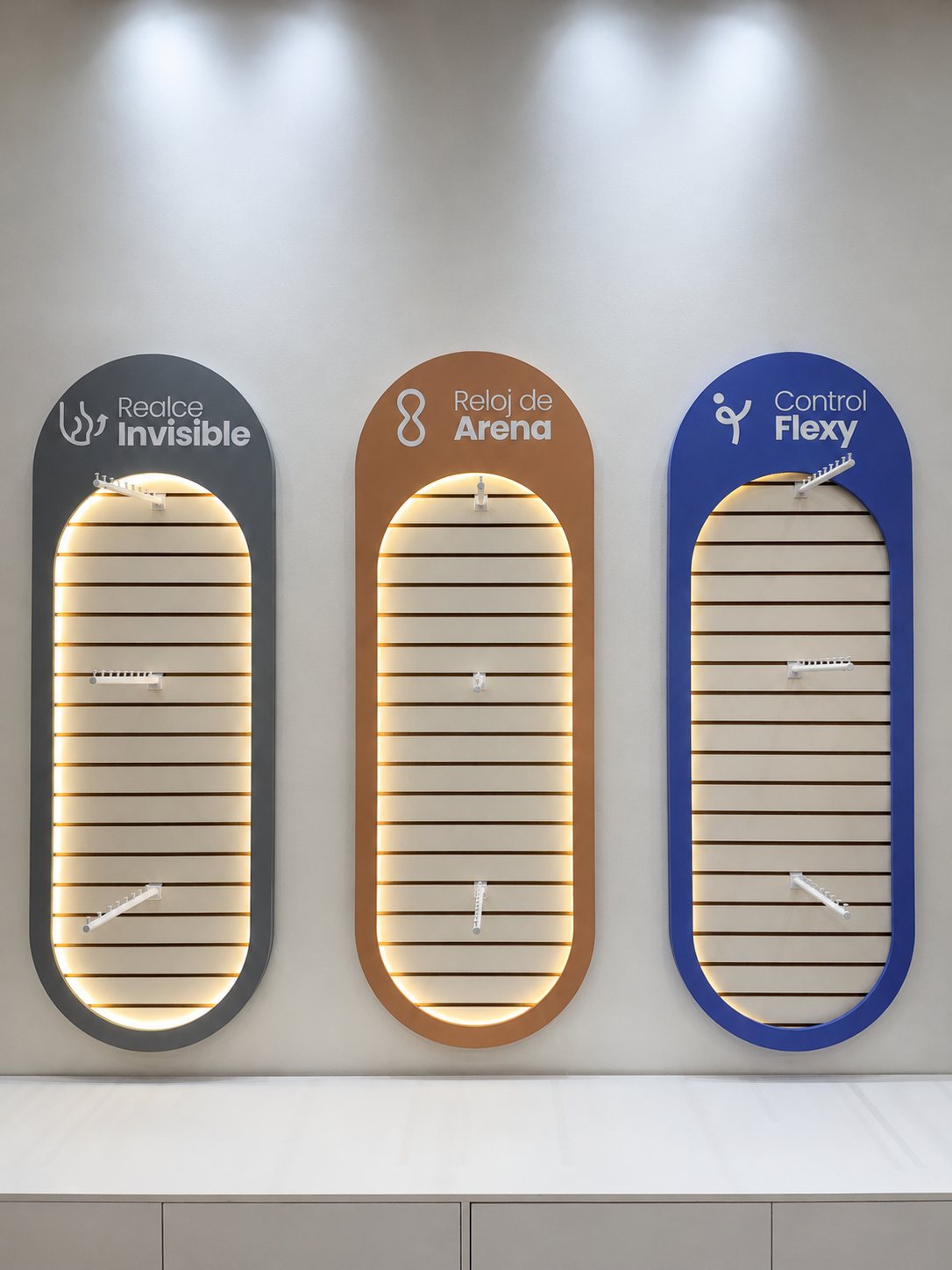 Exhibidores de las líneas Invisible, Arena y Flexy